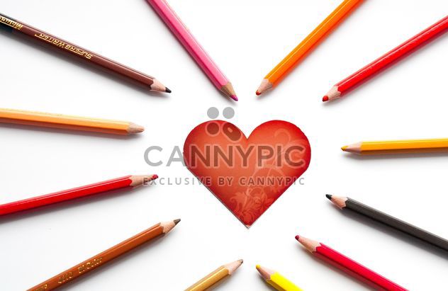 Heart shaped card and pencils - image gratuit #301359 