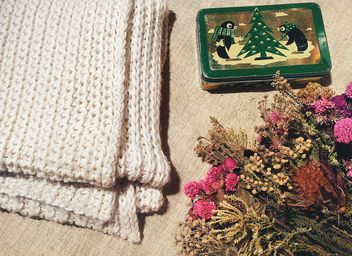 Dry flowers and knitted scarf - image #301399 gratis