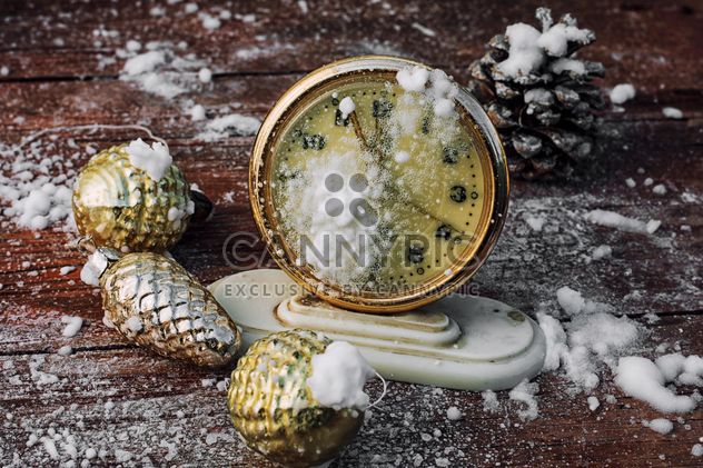 Christmas decorations and old clock - image #302039 gratis