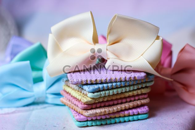 Rainbow cookies with ribbon - Free image #303259