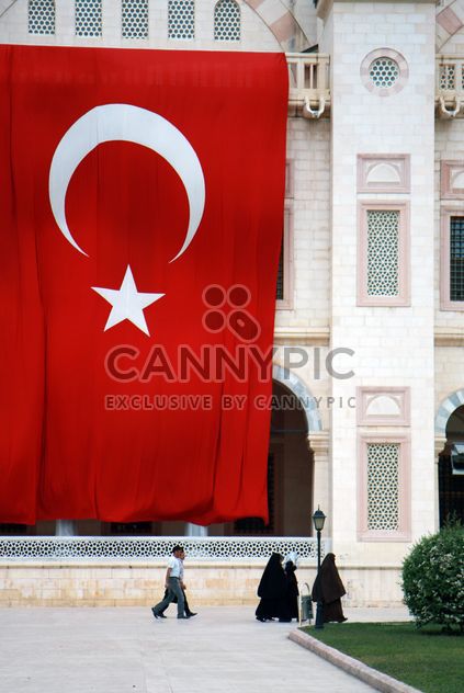 People walking by the Big Turkish Flag - image gratuit #305729 