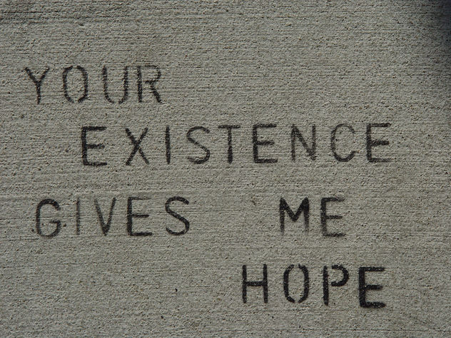 Sidewalk Stencil: Your existence gives me hope - image gratuit #307689 