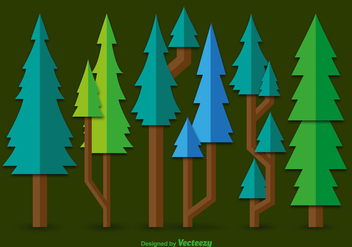 Flat green pine vectors - бесплатный vector #328259