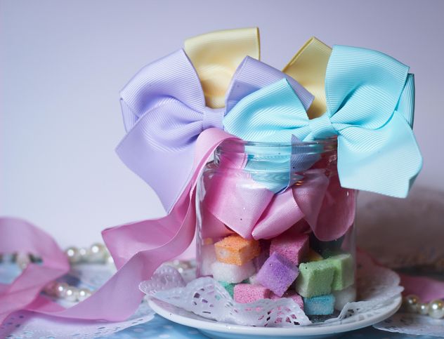 Colorful Refined sugarcubes with ribbons - Free image #333569