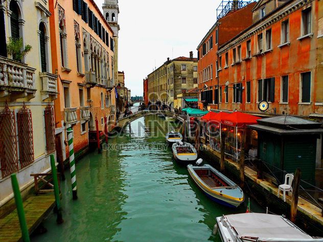 Gondolas on canal in Venice - Free image #333679