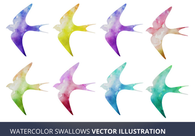Watercolor Vector Swallows - vector gratuit #333909 