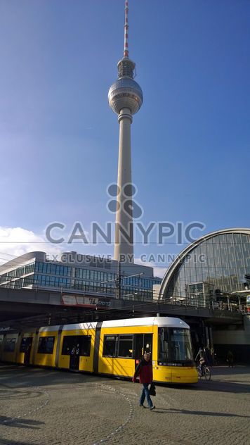 Yellow tram at the Alexanderplatz - Free image #335269