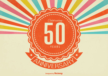 Retro Style 50th Anniversary Illustration - vector gratuit #338109 