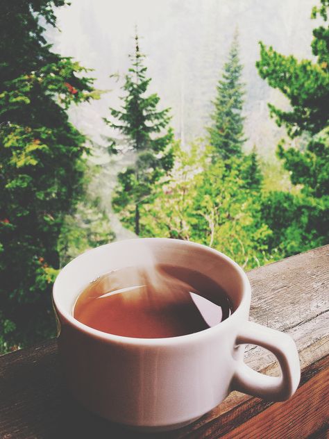 Cup of hot tea on balcony - Free image #339209