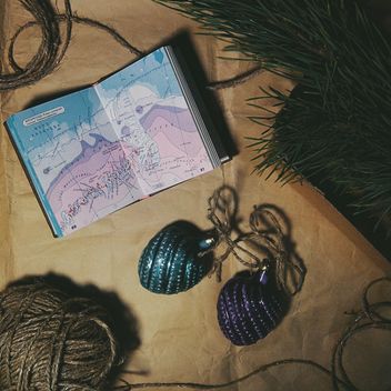 Christmas decorations, box, pine, and map - бесплатный image #342549