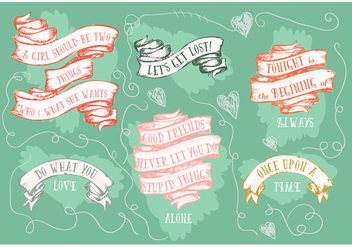 Free Motivational Hand Drawn Ribbons Collection Background - бесплатный vector #345239