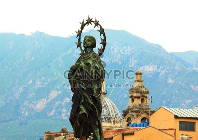 Statue on roof of Palermo City, Italy - бесплатный image #346259