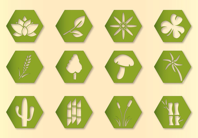 Hex Vector Plants Icons - vector gratuit #349319 