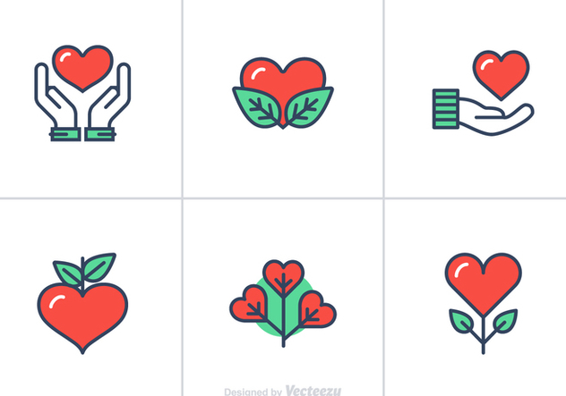 Free Heart Flat Linear Vector Icons - Kostenloses vector #349589