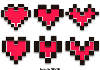 Pixel Hearts Vector Set - Free vector #350129