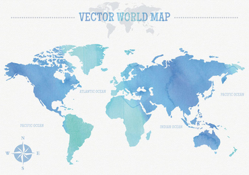 Free Watercolor World Map Vector - Free vector #350839