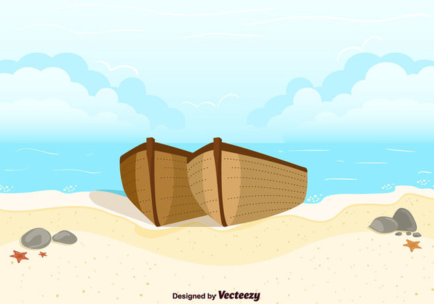 Boats On Beach Background Vector - Kostenloses vector #356829