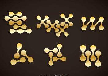 Golden Nanotechnology Icons Sets - Free vector #358929