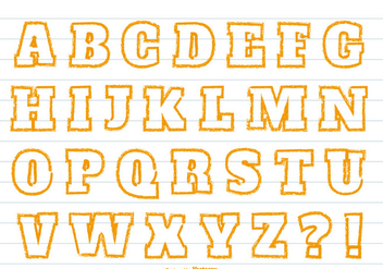 Cute Orange Crayon Style Alphabet - vector gratuit #363089 