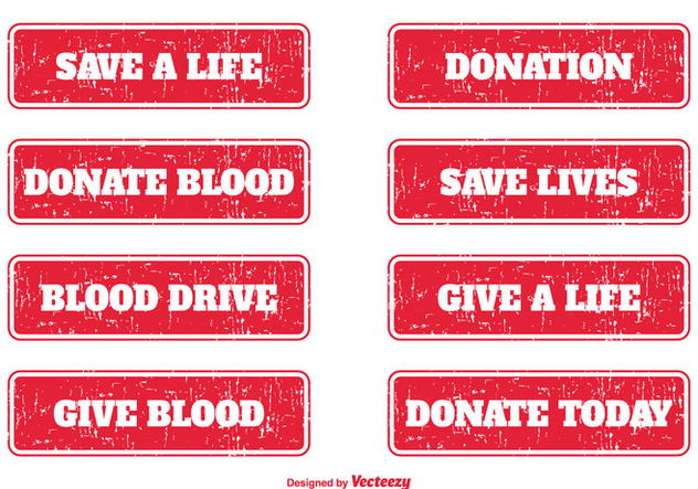 Blood Donation Grunge Stamps - бесплатный vector #363829