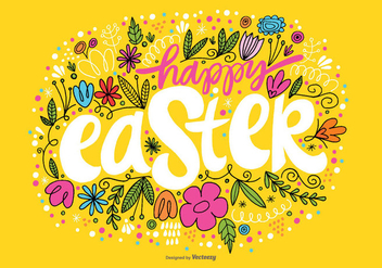 Hand Drawn Happy Easter Vector - Kostenloses vector #363989