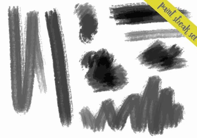 Charcoal Style Paint Streaks Vector Set - Free vector #364279