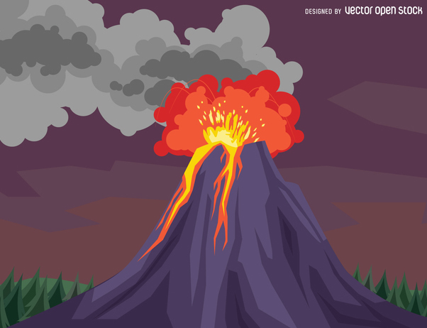 Volcano Eruption Drawing Free Vector Download Cannypic