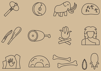 Prehistoric Line Icons - Free vector #371349