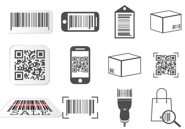 QR code and Barcode icons set - Kostenloses vector #374459