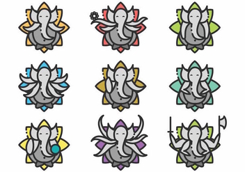 Minimalist Ganesh Icon Set - vector #381419 gratis
