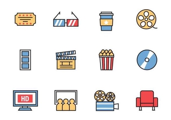 Free Cinema Icons Line Style Vector - Free vector #381619