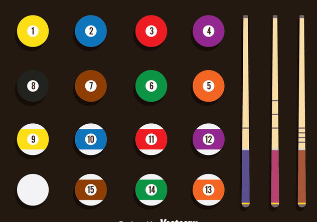 Pool Balls And Stick Vector Set - Free vector #382139