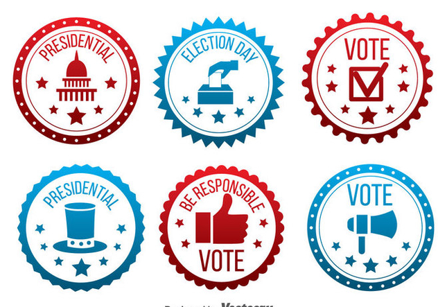 Red And Blue Presidential Election Badge Vector - vector #382619 gratis