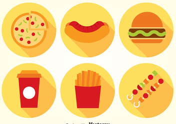 Fast Food Flat Icons Vector - бесплатный vector #386709