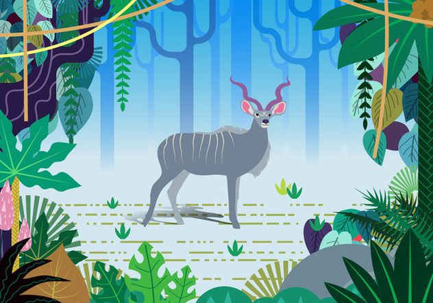 Kudu Jungle Vector Scene - бесплатный vector #388399