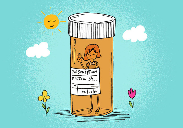 Prescription Bottle Girl - vector gratuit #391159 