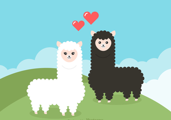 Free Cartoon Alpaca Couple Vector Illustration - Free vector #391309