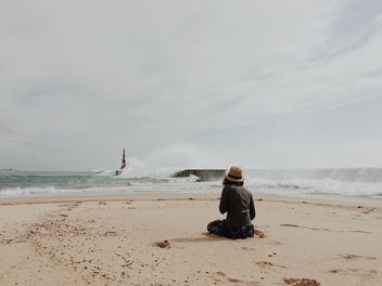 Woman on seashore - Free image #394819
