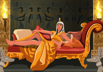 Cleopatra Sitting On Her Throne - бесплатный vector #394859