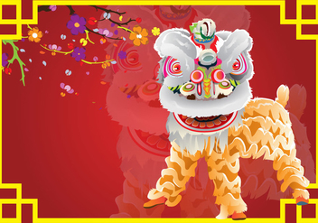 Lion Dance Card Background - Free vector #395269