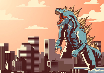 Godzilla in Town Vector - Kostenloses vector #399119