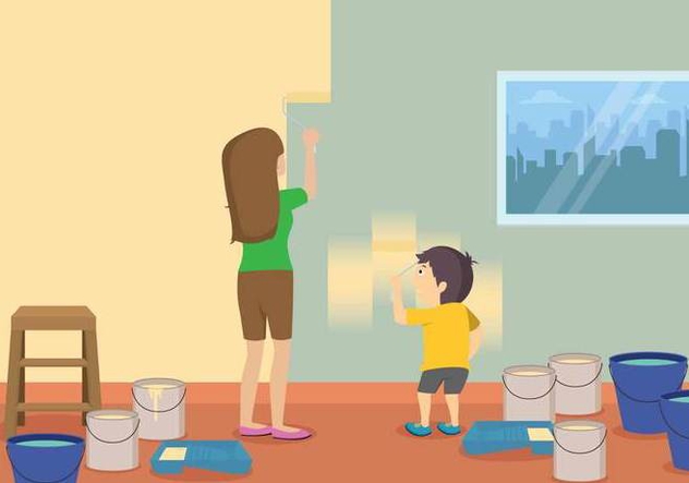 Free Mom And Child Painting Illustration - Free vector #401169