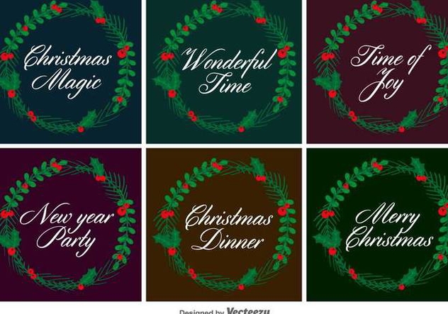 Typographic Christmas Vector Wreaths - Kostenloses vector #403639