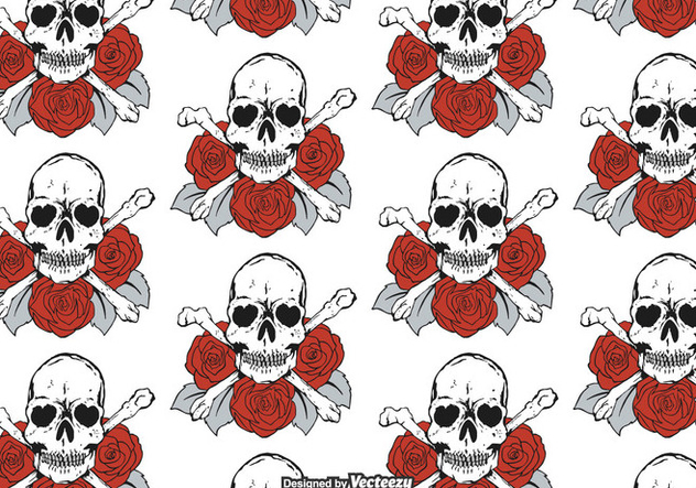 Free Skulls And Roses Vector Pattern - vector gratuit #405739 