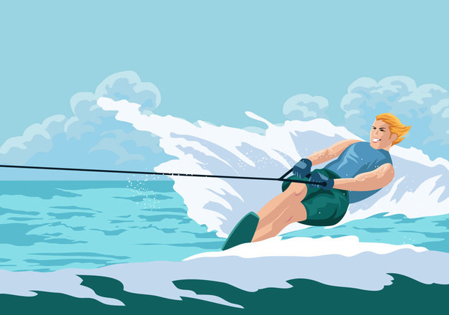 Fun Summer Vacation Riding Water Skiing - Free vector #407709