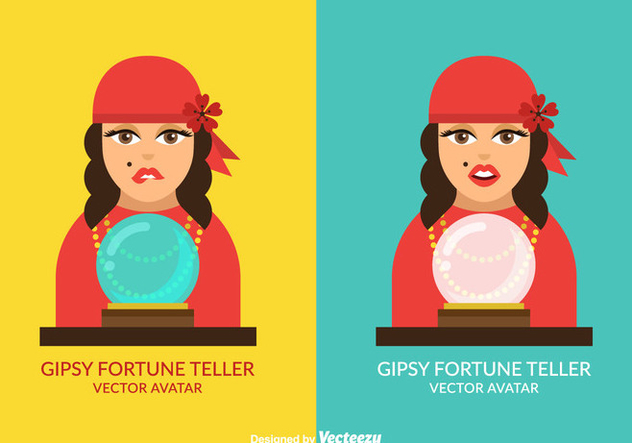 Free Vector Gispy Fortune Teller Avatar Set - Kostenloses vector #410639