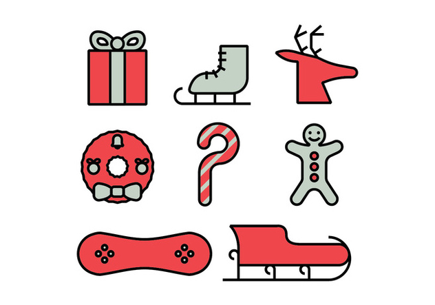 Merry christmas icons set - Free vector #412359