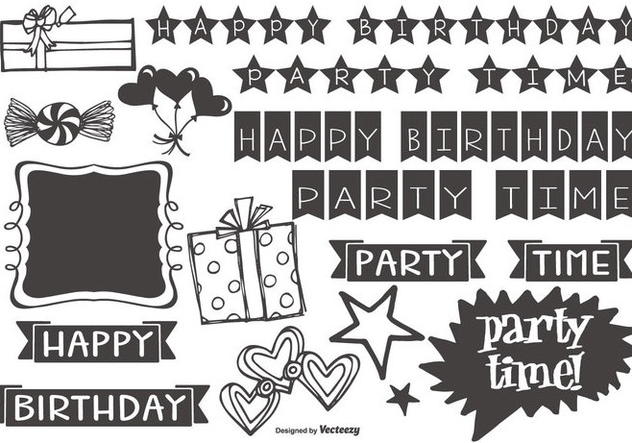 Cute Hand Drawn Style Party Elements - Kostenloses vector #413319