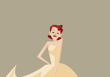 Red Hair and Beautiful Vintage Girl Dancing Vector - Free vector #413859