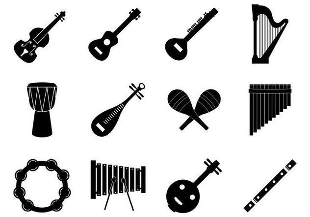 Free silhouette Music Insrument Icons Vector - Kostenloses vector #414819